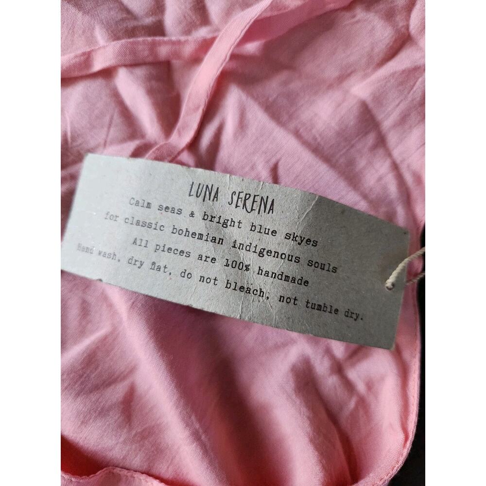 Nwt Luna Serena Handmade Boho Pink Maxi Dress Lace Up Back M Read!! - Picture 5 of 10